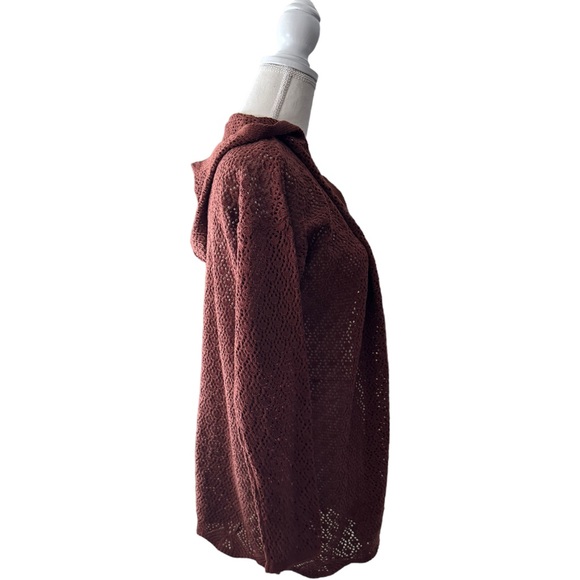 Keren Hart Rust Brown Open Cardigan with hood - Picture 6 of 9